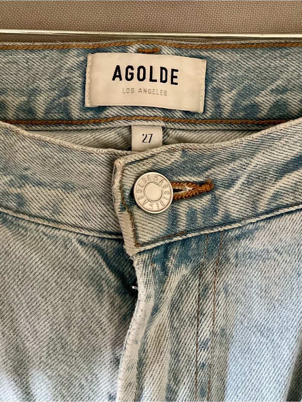 Agolde Light Blue Relaxed Wide Leg Cargo Jeans